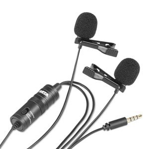 Boya BY-M1DM Dual Lavalier Microphone Lapel 3.5mm For Smartphones DSLR