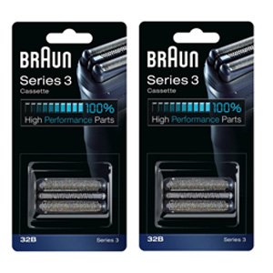 Braun 32B Replacement Cassette Foil & Cutter Black (2 Packs)