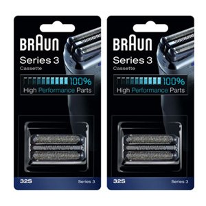 Braun 32S Replacement Cassette Foil & Cutter Silver (2 Packs)