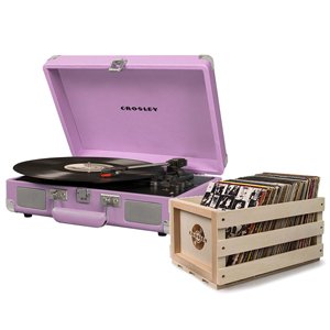 Crosley Cruiser Deluxe Portable Turntable Lavender + Free Record Crate