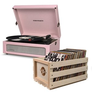 Crosley Voyager Portable Turntable Amethyst Free Record Storage Crate Crosley Voyager Portable Turntable Amethyst Free Record Storage Crate