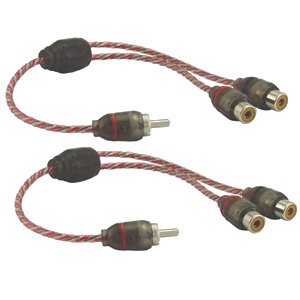 DNA 1 Male RCA to 2 Female RCA Y Split Interconnect Audio Cable Red