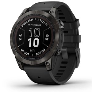 Garmin Fenix 7 Pro Sapphire Solar Carbon Gray DLC Titanium, Black Band