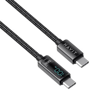 Havit PD100W USB-C to USB-C Fast Charging Cable LED Display 2 Metres