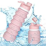 Hoklan 750ml Collapsible Sports Water Bottle Travel Camping Pink