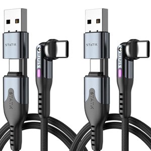 KeySmart STATIK PowerPivot Pro Cable USB-C to USB-C-(1 metre, 2-Pack)