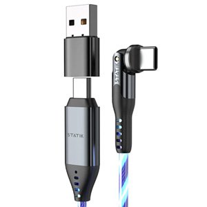 KeySmart STATIK PowerPivot Pro, Glowing LED, USB-C to USB-C (2 metre)