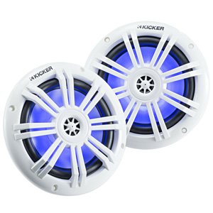 Kicker 45KM604WL 6.5" 2-Way Marine Coaxial Speakers w/ Blue LED Lights