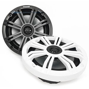Kicker 45KM654 6.5" Marine Coaxial Speakers Charcoal White Grilles