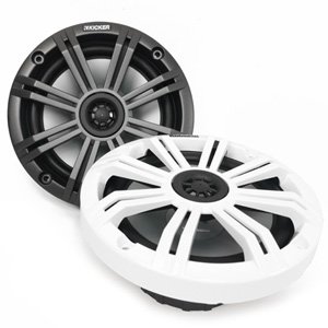 Kicker 45KM654L 6.5" LED Lights Marine Speakers Charcoal White Grilles