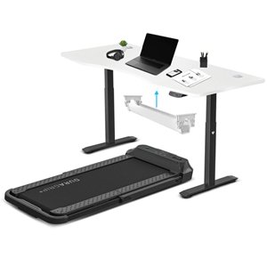 V-Fold Treadmill w/ ErgoDesk Auto White Standing Desk 1800mm
