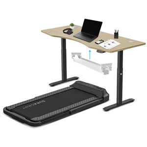 V-Fold Treadmill w/ ErgoDesk Auto Oak Standing Desk 1500mm