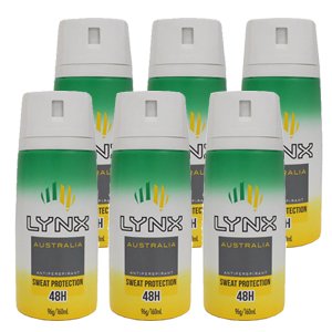 Lynx 96g Antiperspirant AUSTRALIA 48HR Protection Body Spray 6 Pack