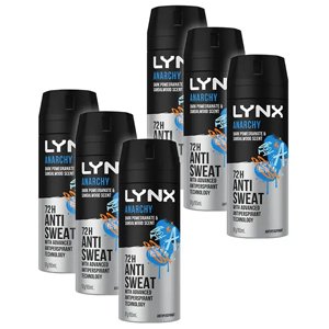 Lynx Deodorant Aerosol Anarchy Dark Pomegranate & Wood 165ml x 6 Pack