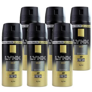 Lynx 106g Antiperspirant Gold Fresh 48HR Protection Body Spray 6 Pack