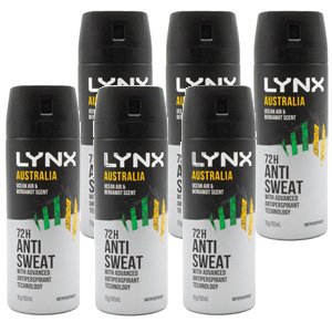 6 x Lynx Antiperspirant Australia 72h Anti Sweat