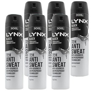 Lynx 145g Antiperspirant Body Spray Black Frozen 6 Pack