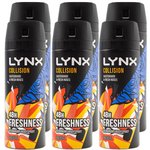 6 x LYNX 165ml DEODORANT BODYSPRAY COLLISION SKATEBOARD AND FRESH ROSE