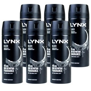 Lynx 100g Body Spray Black Frozen Pear & Cedarwood 6 Pack