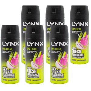 6 x Lynx 165ml Antiperspirant Epic Fresh Grapefruit And Tropical