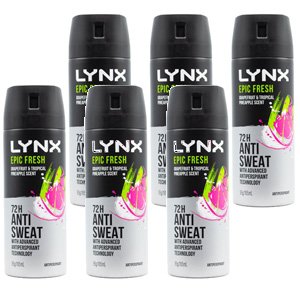 6 x Lynx 165ml Antiperspirant 72h Anti Sweat Epic Fresh Grapefruit
