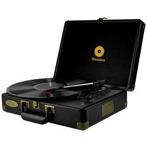 mBeat Woodstock Retro Turntable Player Briefcase Speaker Black