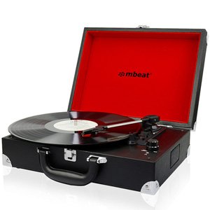 mBeat Retro Briefcase USB Turntable Record Player w/ Speaker