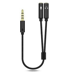 3.5mm Male to 2 Female Jack Audio Headset Mic Splitter Cable Xbox