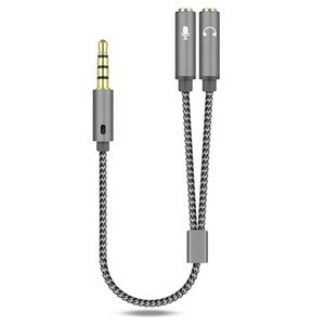 3.5mm Male to 2 Female Audio Jack Headset Microphone Splitter Cable