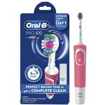 Oral-B Pro 100 3D White Polish Electric Toothbrush w/ Case - Pink