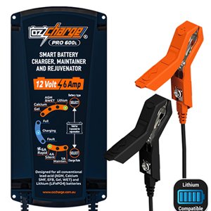 OzCharge OC-PRO600L 12V 6A Battery Charger & Maintainer Lithium Pro