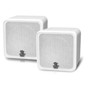 Pyle PCB4WT 4" Mini Cube Bookshelf Speaker White