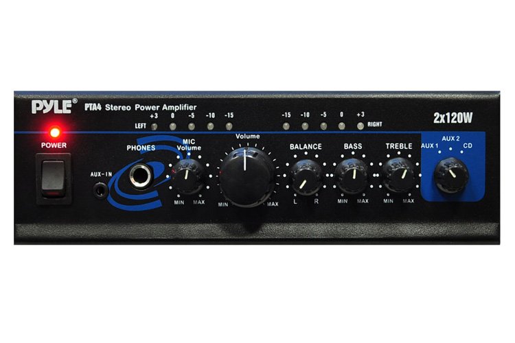 Pyle PTA4 Mini 2 x 120 Watt Stereo Power Amplifier w/ AUX CD Input